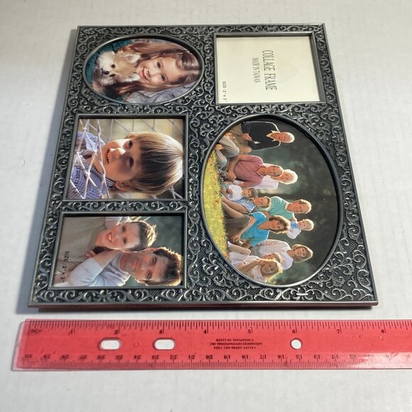 Vintage Collage 5 Photo Frame Metal Paisley Leaf Leaves Fleur de Lis No Glass - Picture 12 of 13